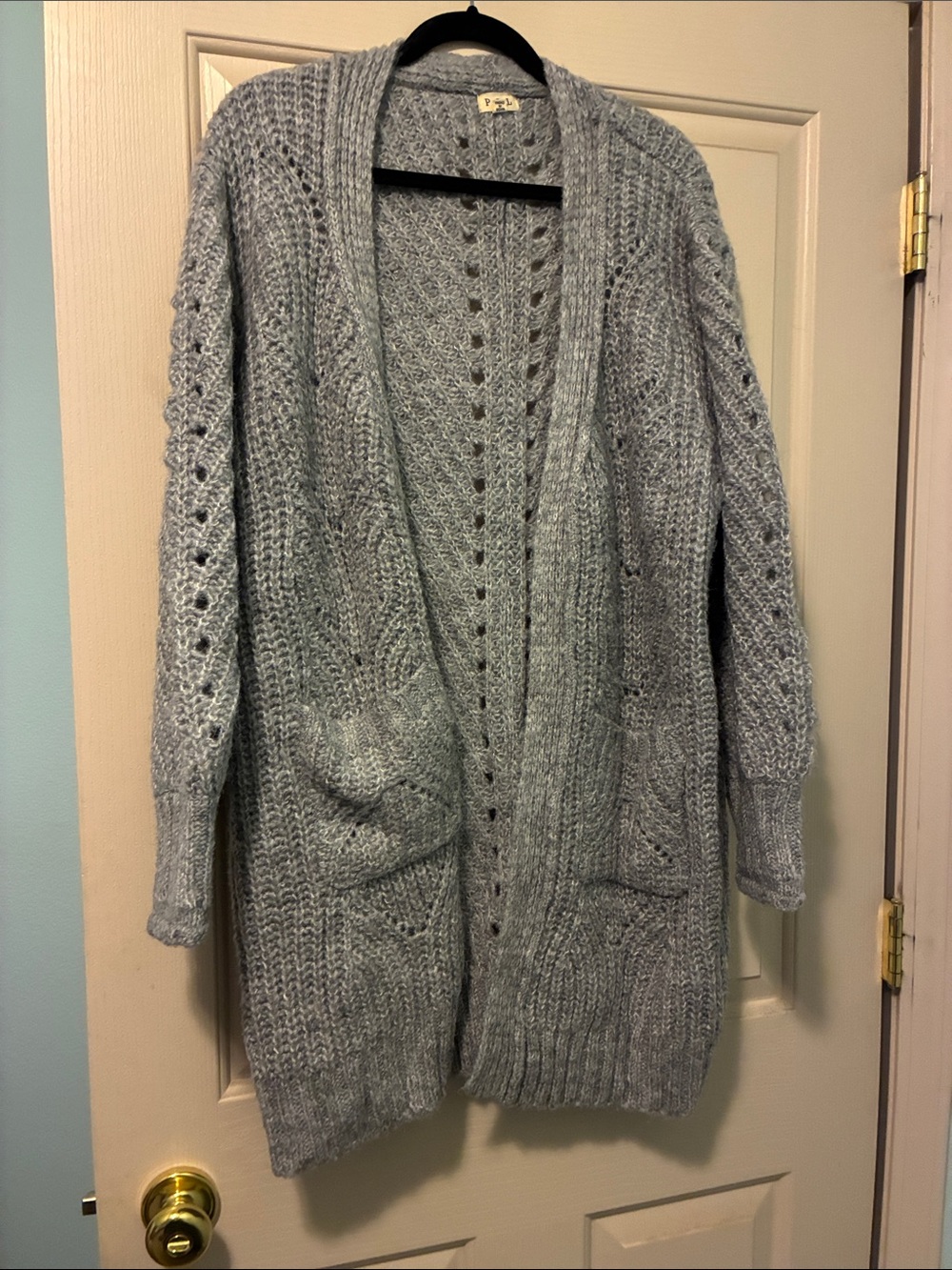 Cozy Light Gray Open-Front Women's Cardigan